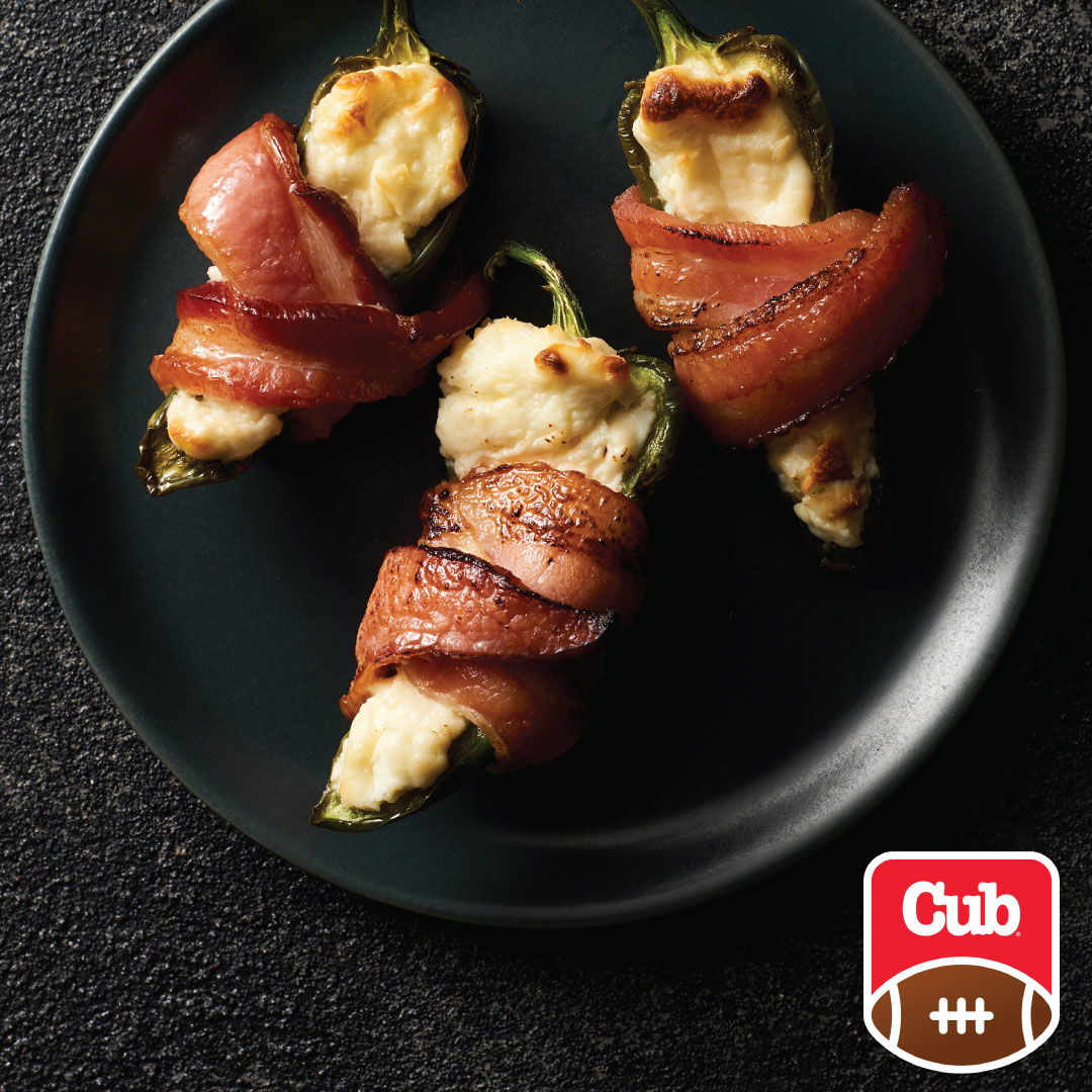 Find game day recipes from Cub like these Pecanwood bacon-wrapped jalapeno poppers