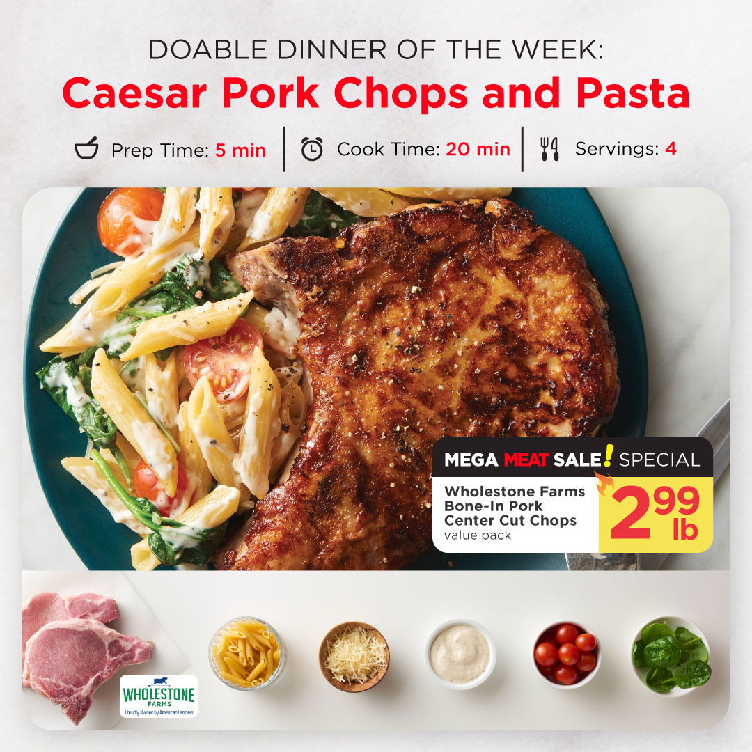 caesar pork chops and pasta