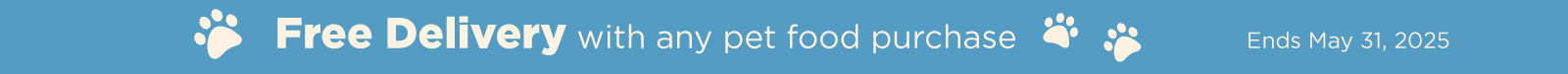 free delivery with any pet food purchase