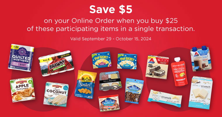 save $5 on your online order when you buy $25