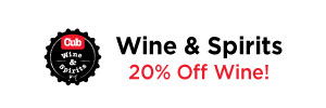 cub wine & spirits 20% off wine sale