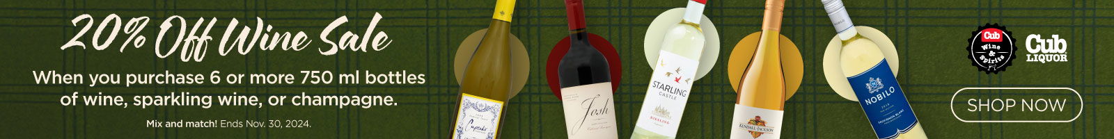 20% off wine sale