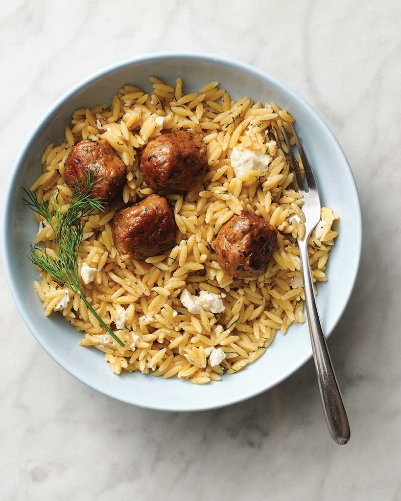 Lemon Chicken Meatballs with Orzo