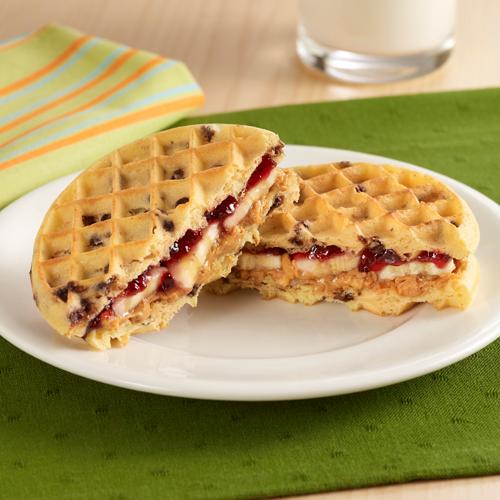 Peanut Butter and Jelly Waffle Sandwiches