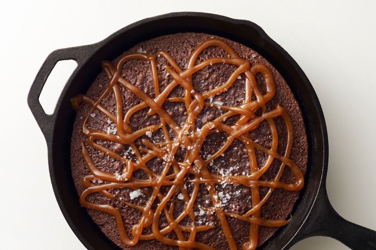 Salted Caramel Skillet Brownie