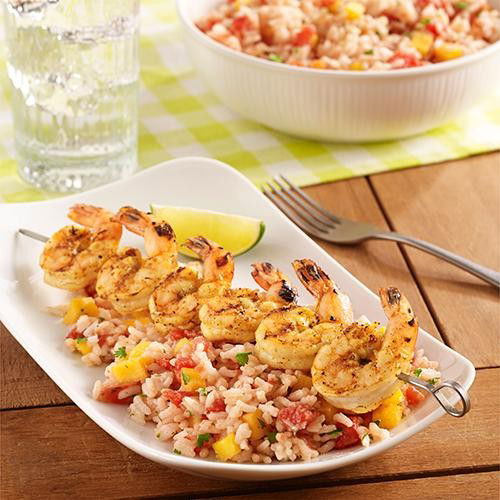 Curry Shrimp Kabobs with Mango Rice