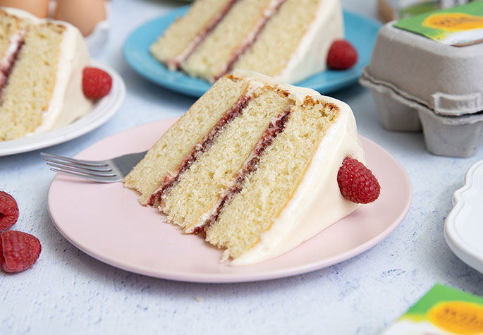 Raspberry-Buttermilk Layer Cake with Cream Cheese Frosting 