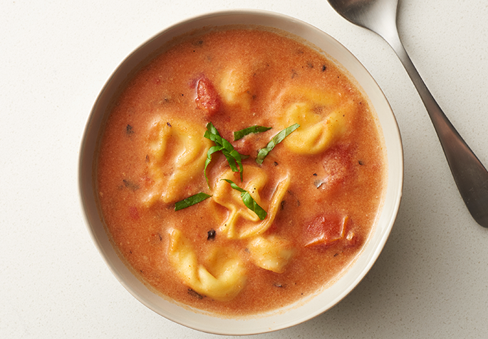 Cream Of Tomato Soup with Cheese Tortellini