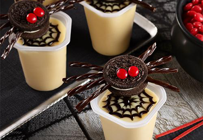 Scary Spider Pudding Cups