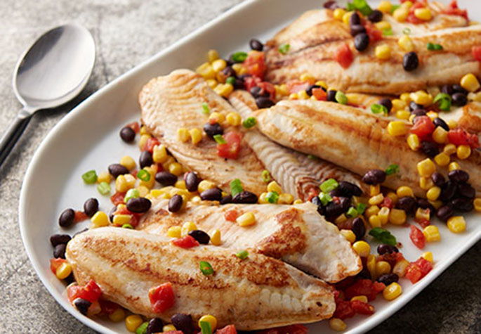 Tilapia with Black Beans and Corn