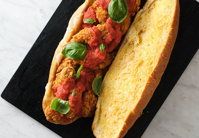 Chicken Parm Hoagies on Garlic Bread