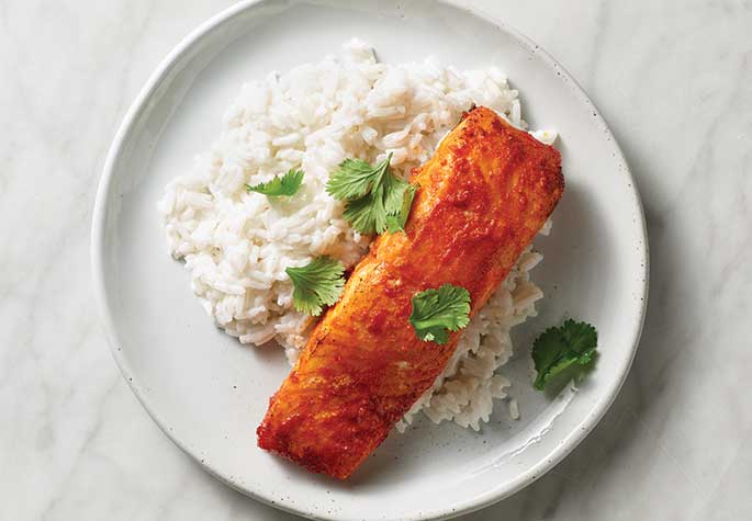 Grilled Salmon with Coconut Rice