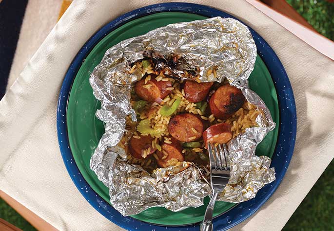 Make-Ahead Jambalaya Foil Packs