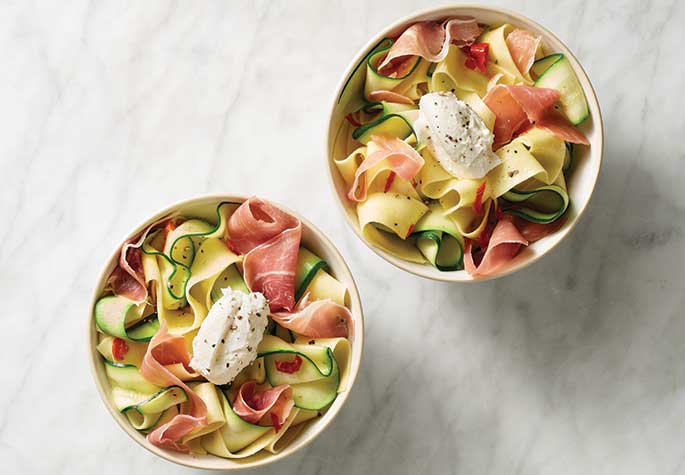 Pasta with Zucchini, Ricotta, and Prosciutto