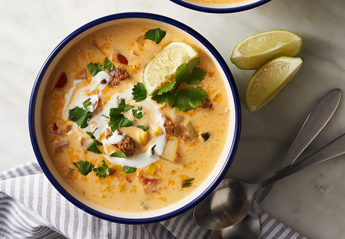 Corn, Chorizo and Poblano Chowder