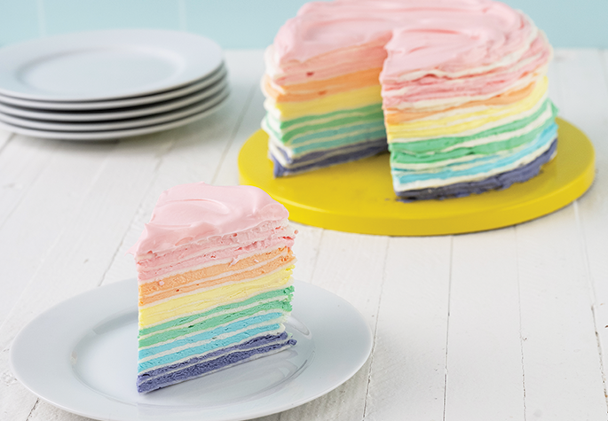 rainbow crepe cake