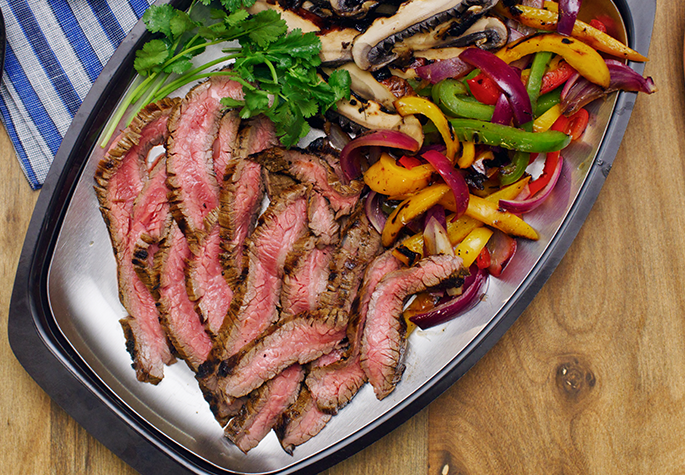 Steak Fajitas with Grilled Bell Peppers and Portobello